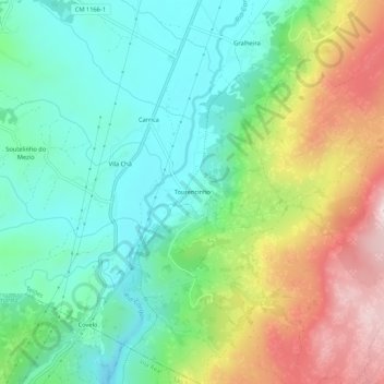 Mappa topografica Tourencinho, altitudine, rilievo