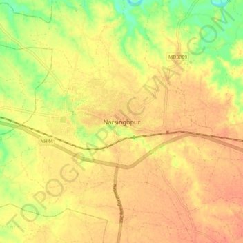 Mappa topografica Narsinghpur, altitudine, rilievo