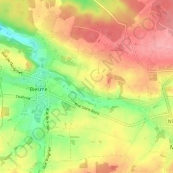 Mappa topografica Nefzée, altitudine, rilievo