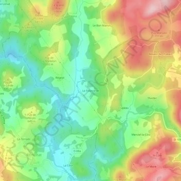 Mappa topografica Le Freyssinet, altitudine, rilievo