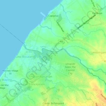 Mappa topografica Lontoc, altitudine, rilievo