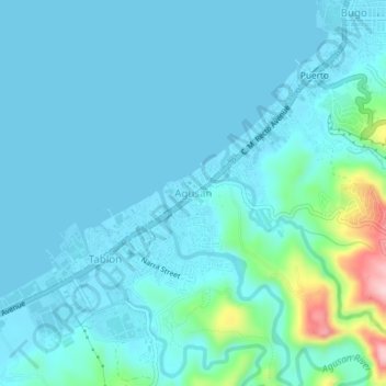 Mappa topografica Agusan, altitudine, rilievo