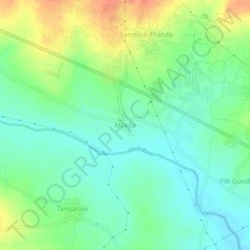 Mappa topografica Mokila, altitudine, rilievo