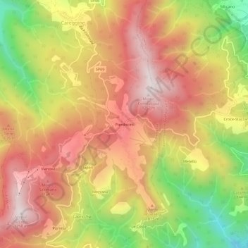 Mappa topografica Pierdiscini, altitudine, rilievo