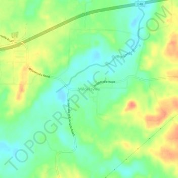 Mappa topografica Wildersville, altitudine, rilievo