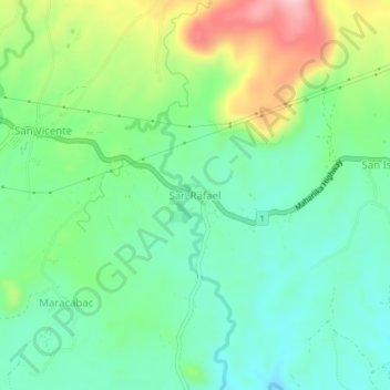 Mappa topografica San Rafael, altitudine, rilievo