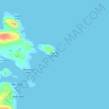 Mappa topografica Cape St. Francis, altitudine, rilievo