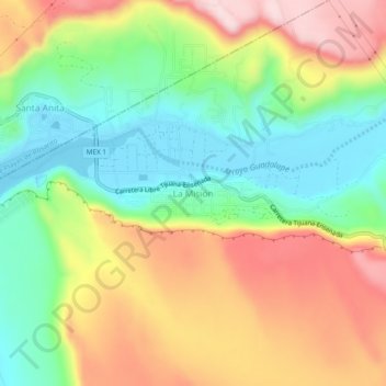 Mappa topografica La Misión, altitudine, rilievo