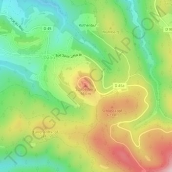 Mappa topografica Rocher de Dabo, altitudine, rilievo