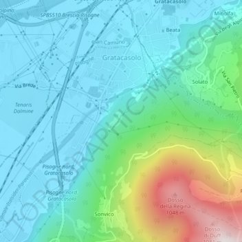 Mappa topografica Gippone, altitudine, rilievo