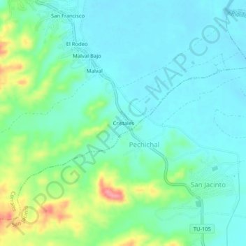 Mappa topografica Cristales, altitudine, rilievo