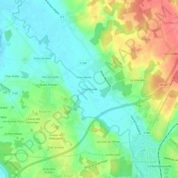 Mappa topografica Chez Pouret, altitudine, rilievo