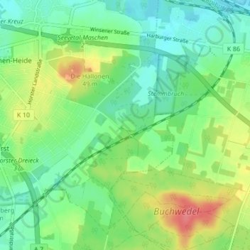 Mappa topografica Freschenhausen, altitudine, rilievo