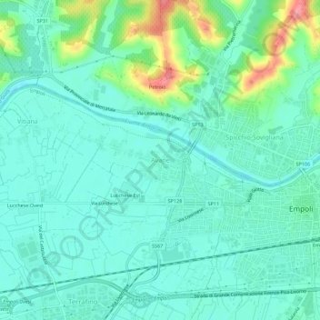 Mappa topografica Avane, altitudine, rilievo