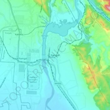 Mappa topografica Nangal, altitudine, rilievo