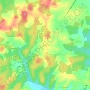 Mappa topografica Les Potences, altitudine, rilievo