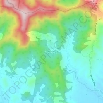 Mappa topografica Upper Dungay, altitudine, rilievo