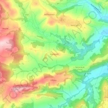 Mappa topografica Montauto, altitudine, rilievo