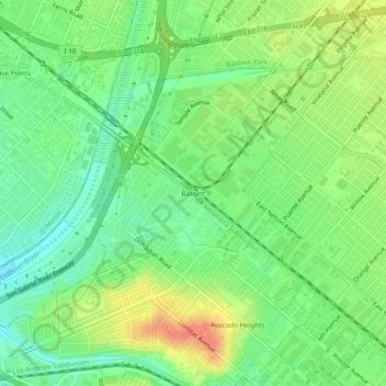 Mappa topografica Bassett, altitudine, rilievo