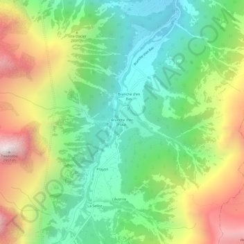 Mappa topografica Branche d'en Haut, altitudine, rilievo