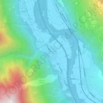 Mappa topografica Preonzo, altitudine, rilievo