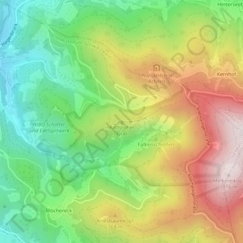 Mappa topografica Karlsruher Grat, altitudine, rilievo