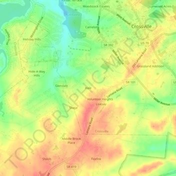 Mappa topografica Hale, altitudine, rilievo