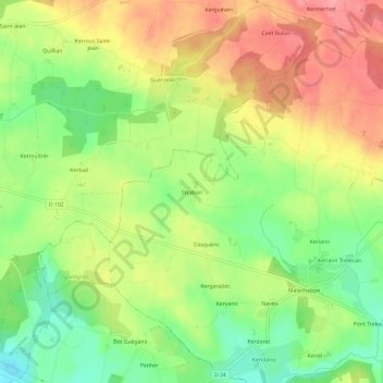 Mappa topografica Strabon, altitudine, rilievo
