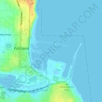 Mappa topografica Portland Harbour, altitudine, rilievo