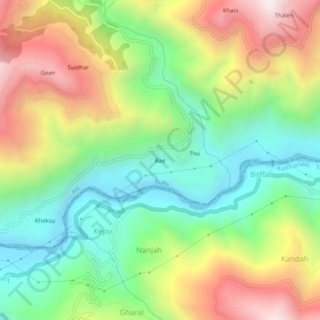 Mappa topografica Bae, altitudine, rilievo