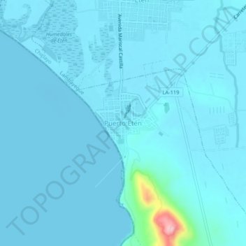 Mappa topografica Puerto Etén, altitudine, rilievo