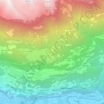 Mappa topografica Poira di Civo, altitudine, rilievo