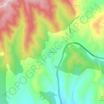 Mappa topografica Fresnedo, altitudine, rilievo