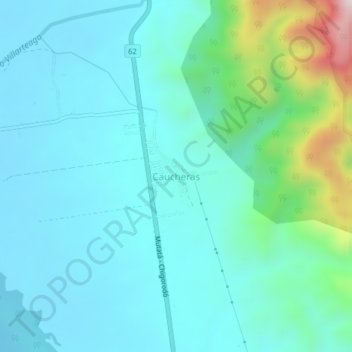 Mappa topografica Caucheras, altitudine, rilievo