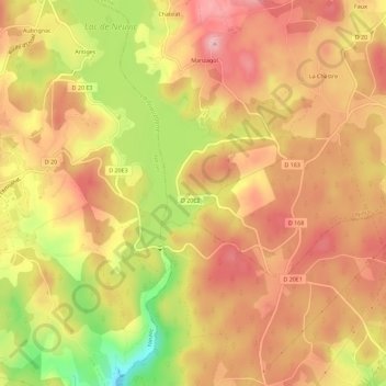 Mappa topografica Puy du Rieux, altitudine, rilievo