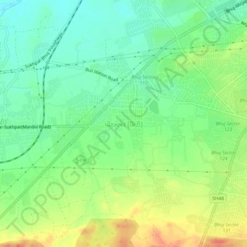 Mappa topografica Mirjhapar (CT), altitudine, rilievo