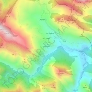 Mappa topografica Ambingue, altitudine, rilievo