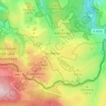 Mappa topografica Fürstenau, altitudine, rilievo