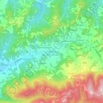 Mappa topografica Casa Schiavo, altitudine, rilievo