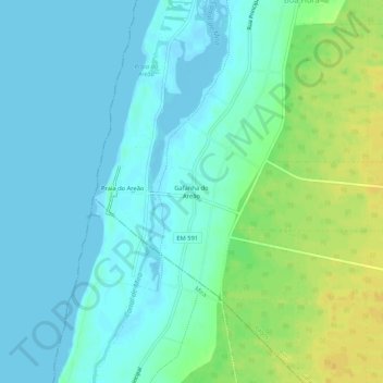 Mappa topografica Gafanha do Areão, altitudine, rilievo