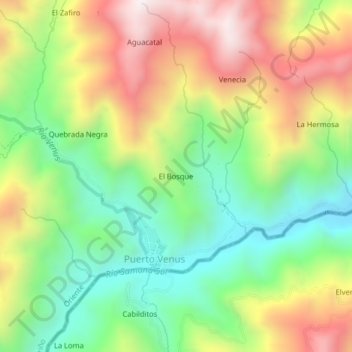Mappa topografica El Bosque, altitudine, rilievo