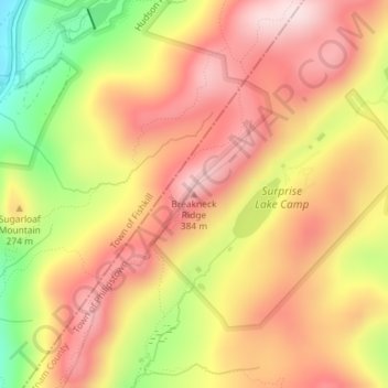 Mappa topografica Breakneck Ridge, altitudine, rilievo