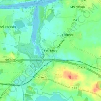 Mappa topografica Flemhude, altitudine, rilievo