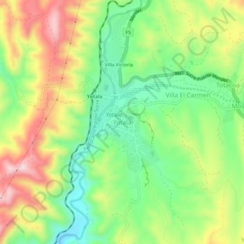 Mappa topografica Yotala, altitudine, rilievo
