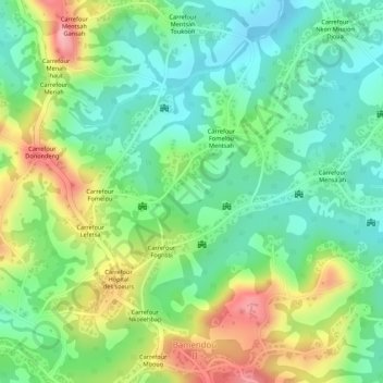 Mappa topografica Tchang I, altitudine, rilievo