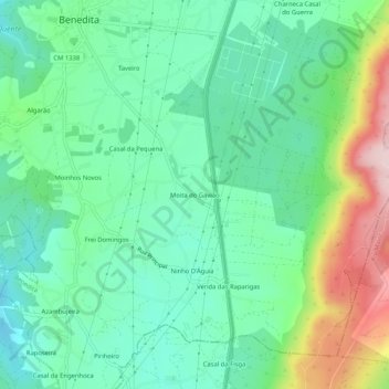 Mappa topografica Moita do Gavião, altitudine, rilievo