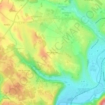 Mappa topografica Mas de Bonnet, altitudine, rilievo