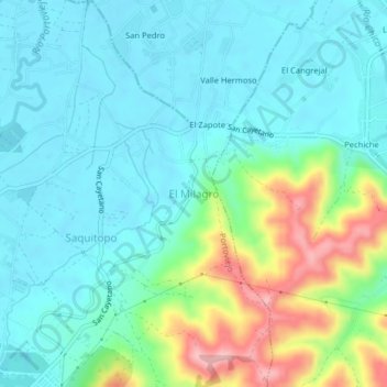 Mappa topografica El Milagro, altitudine, rilievo