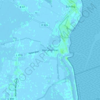 Mappa topografica Horumersiel, altitudine, rilievo