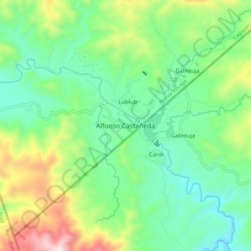 Mappa topografica Alfonso Castañeda, altitudine, rilievo
